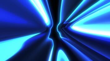 Abstract energetic fractal lines form a high-tech light tunnel in neon blue tones. video