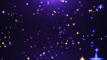 Animated colorful background with glowing particles of stars in cartoon style. Seamless loop.. video