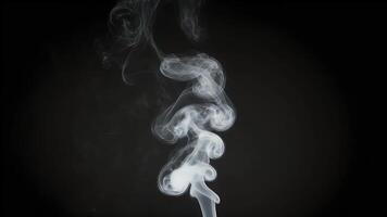 Thin stream of white smoke ascending with black background video