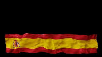 Stylized flag of Spain waving in the wind, isolated on transparent background, with alpha channel. Animated footer. Suitable for patriotic themes or national event promotions. Motion graphic. video