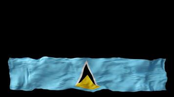 Stylized flag of Saint Lucia waving in the wind, isolated on transparent background, with alpha channel. Animated footer. Suitable for patriotic themes or national event promotions. Motion graphic. video