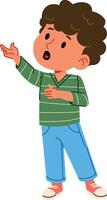 Curious Boy Gesturing Upward vector