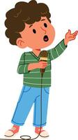 Boy Singing with Microphone vector