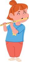 Child Playing Flute vector