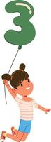 Girl Holding 3 Number Balloon vector
