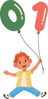 Boy with 0 and 1 Numbers Balloons vector
