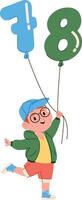 Boy with 7 and 8 Number Balloons vector