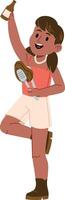 Joyful Girl With Bottle And Meat vector