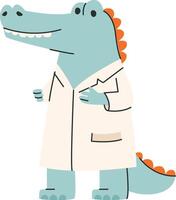 Cartoon Crocodile in Lab Coat vector