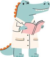 Crocodile Scientist Reading Book vector