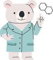 Bear Scientist with Molecule Diagram vector