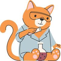 Cat Scientist with Flask vector