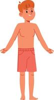 Smiling Boy in Swim Trunks Kid vector