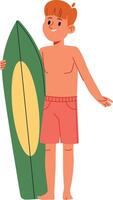 Surfer Boy Holding a Surfboard vector