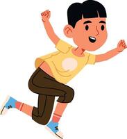 Joyful Boy Jumping Happily vector