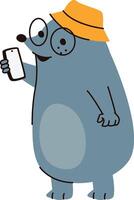 Mole with Hat Using Smartphone vector