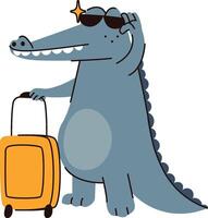 Cool Crocodile with Suitcase vector