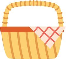 Picnic Basket with Checkered Cloth vector