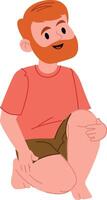 Smiling Man Sitting Cross-Legged vector
