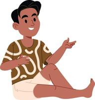 Smiling Boy Sitting Cross-Legged vector