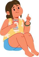 Girl Relaxing with Soda Can vector