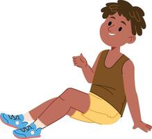 Smiling Boy Sitting Relaxed vector