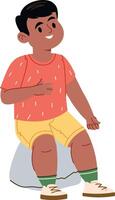Smiling Boy Sitting on Rock vector