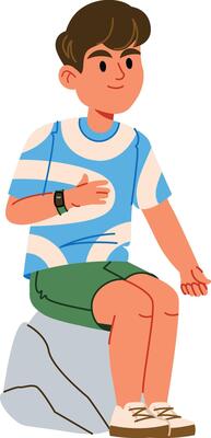 Boy Sitting on a Rock