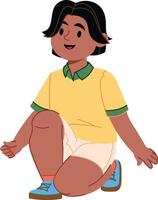 Smiling Child Sitting on Floor vector