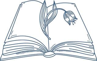 Open Book with Flower Sketch vector