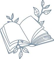 Open Book with Leaves Sketch vector