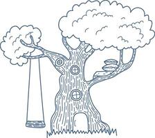 Treehouse with Swing Sketch vector