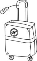 Luggage with Airplane Emblem Sketch vector
