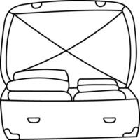 Opened Suitcase with Clothes Sketch vector