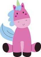 Smiling Unicorn with Blue Mane vector
