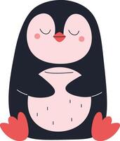 Meditating Penguin with Closed Eyes vector