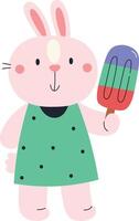 Playful Bunny with Ice Cream vector