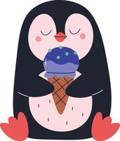 Penguin Enjoying Ice Cream Cone vector