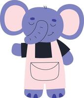 Adorable Elephant in Overalls vector