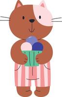Cat Holding Ice Cream Cone vector