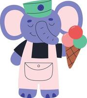 Elephant Holding Ice Cream Cone vector