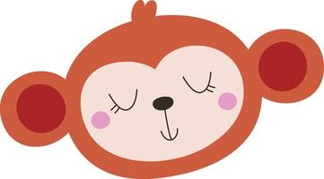 Adorable Monkey Face with Closed Eyes vector