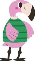 Cartoon Flamingo in Sweater vector