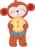 Smiling Monkey with Medal vector