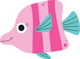 Smiling Cartoon Fish with Stripes Element vector