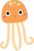 Smiling Jellyfish with Tentacles Design vector
