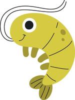 Smiling Cartoon Shrimp Character vector