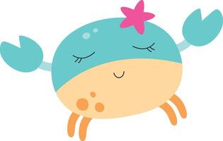 Cheerful Crab with Starfish vector