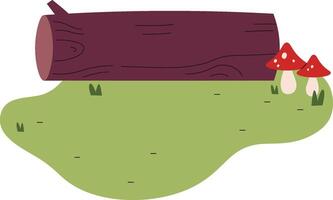 Forest Log and Mushrooms Scene vector