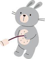 Rabbit Holding Marshmallow Stick vector
